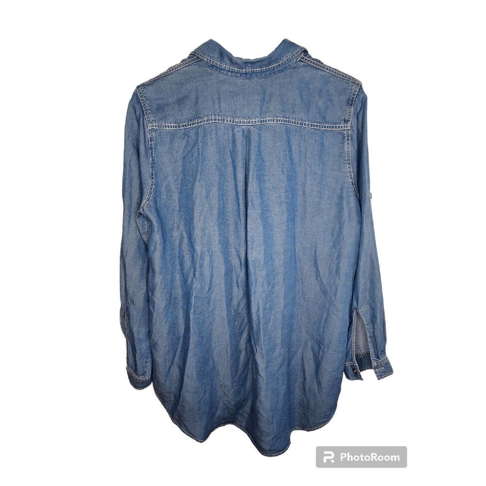 Stella Carakasi Washed Indigo Tunic Shirt Button Front Lightweight Tencel M - Picture 3 of 9